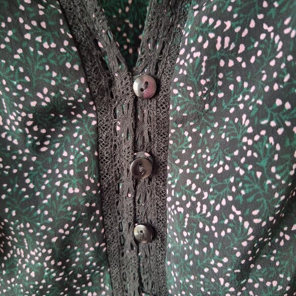 TOPSHOP Lace Inset Floral Ruffle Top - Black - Picture 5 of 9